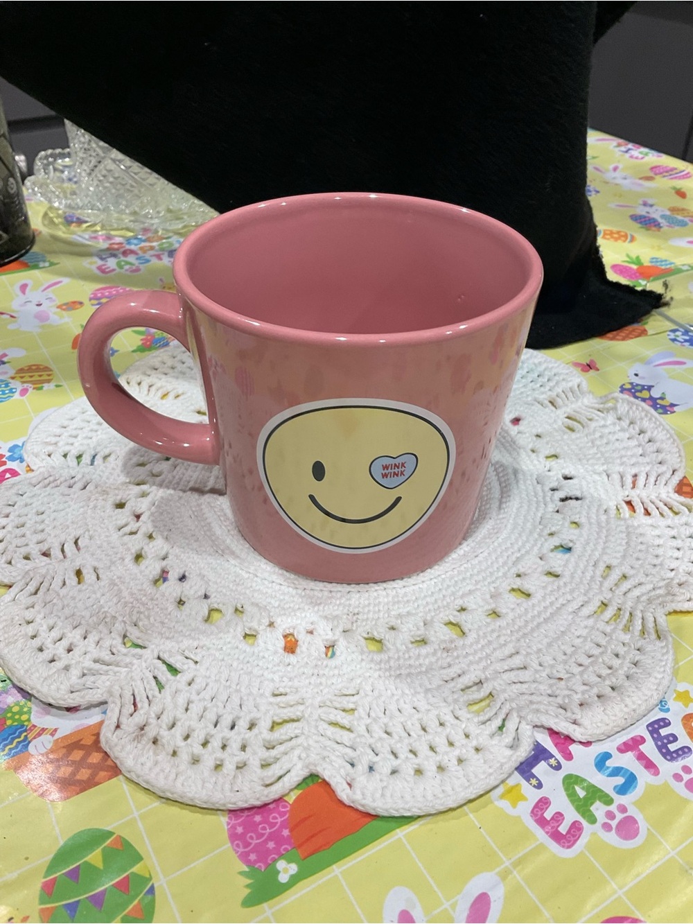 BP-SWEETHEARTS CANDY MUG Pink Ceramic Mug with Winking Smiley RARE